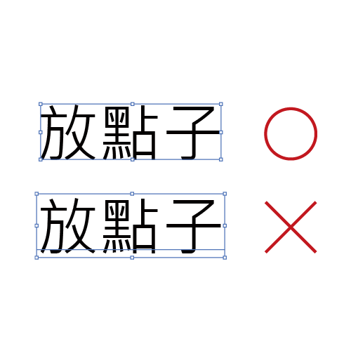 文字轉外框正確與錯誤示意